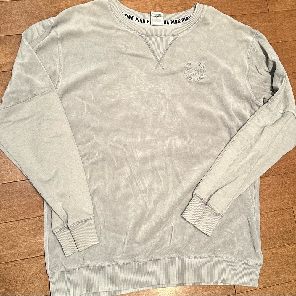 PINK Oversized Grey Crewneck Sweater